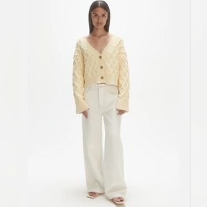 Les Coyotes Cream Knit Cardigan with Button Detail Size S In EUC